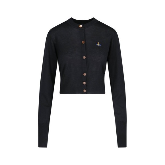 Vivienne Westwood Sweaters - Vivienne Westwood Cropped Logo Cardigan – Black - NWT